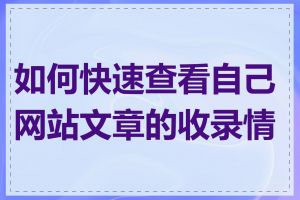 如何快速查看自己网站文章的收录情况