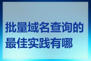 批量域名查询的最佳实践有哪些