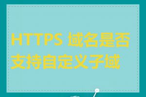 HTTPS 域名是否支持自定义子域名