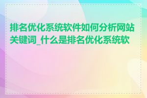 排名优化系统软件如何分析网站关键词_什么是排名优化系统软件