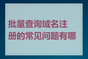 批量查询域名注册的常见问题有哪些