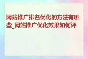 网站推广排名优化的方法有哪些_网站推广优化效果如何评估