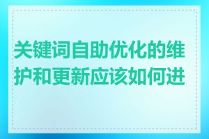 关键词自助优化的维护和更新应该如何进行