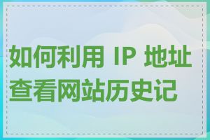 如何利用 IP 地址查看网站历史记录