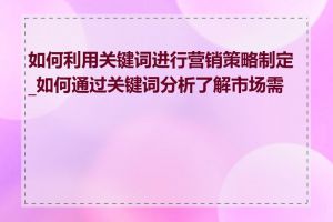 如何利用关键词进行营销策略制定_如何通过关键词分析了解市场需求