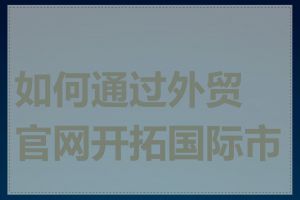 如何通过外贸官网开拓国际市场