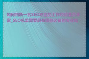 如何判断一名SEO总监的工作经验是否丰富_SEO总监需要具有哪些必备的专业知识