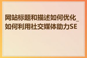 网站标题和描述如何优化_如何利用社交媒体助力SEO