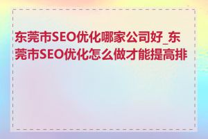 东莞市SEO优化哪家公司好_东莞市SEO优化怎么做才能提高排名