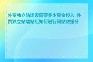 外贸独立站建设需要多少资金投入_外贸独立站建站后如何进行网站数据分析