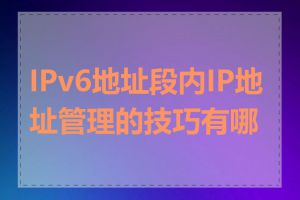 IPv6地址段内IP地址管理的技巧有哪些