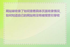 网站被收录了如何查看具体页面收录情况_如何知道自己的网站有没有被搜索引擎收录