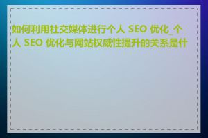 如何利用社交媒体进行个人 SEO 优化_个人 SEO 优化与网站权威性提升的关系是什么