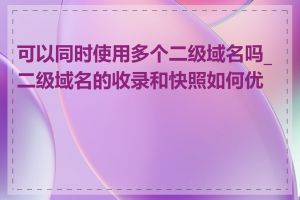 可以同时使用多个二级域名吗_二级域名的收录和快照如何优化