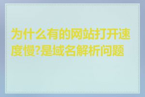 为什么有的网站打开速度慢?是域名解析问题吗