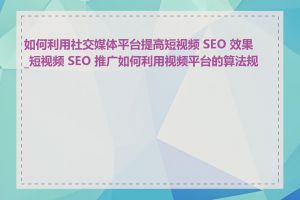 如何利用社交媒体平台提高短视频 SEO 效果_短视频 SEO 推广如何利用视频平台的算法规则