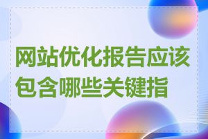 网站优化报告应该包含哪些关键指标