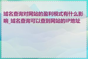 域名查询对网站的盈利模式有什么影响_域名查询可以查到网站的IP地址吗