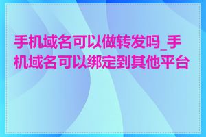 手机域名可以做转发吗_手机域名可以绑定到其他平台吗