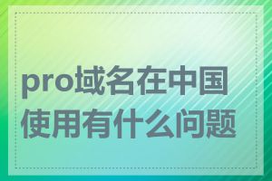 pro域名在中国使用有什么问题吗