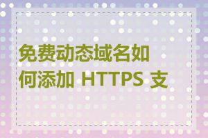 免费动态域名如何添加 HTTPS 支持