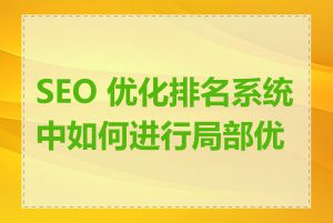 SEO 优化排名系统中如何进行局部优化