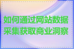 如何通过网站数据采集获取商业洞察力