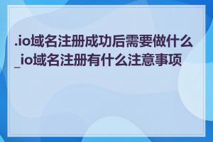 .io域名注册成功后需要做什么_io域名注册有什么注意事项吗