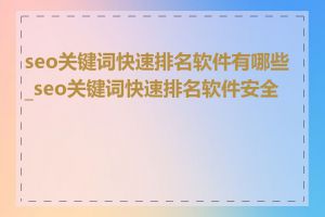 seo关键词快速排名软件有哪些_seo关键词快速排名软件安全吗