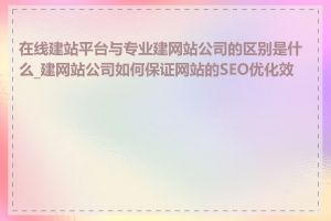 在线建站平台与专业建网站公司的区别是什么_建网站公司如何保证网站的SEO优化效果