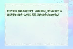 域名查询有哪些常用的工具和网站_域名查询的应用场景有哪些?如何根据需求选择合适的查询方式