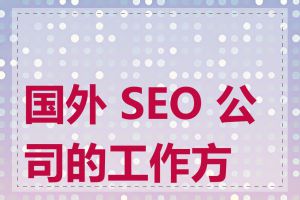 国外 SEO 公司的工作方式