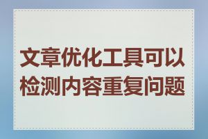 文章优化工具可以检测内容重复问题吗