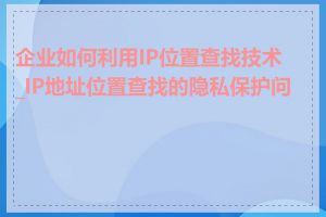 企业如何利用IP位置查找技术_IP地址位置查找的隐私保护问题