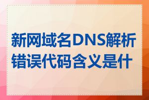 新网域名DNS解析错误代码含义是什么