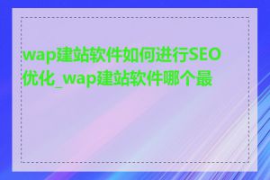 wap建站软件如何进行SEO优化_wap建站软件哪个最好