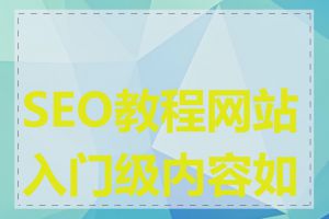 SEO教程网站入门级内容如何