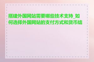 搭建外国网站需要哪些技术支持_如何选择外国网站的支付方式和货币结算