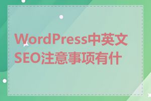 WordPress中英文SEO注意事项有什么