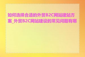 如何选择合适的外贸B2C网站建站方案_外贸B2C网站建设的常见问题有哪些