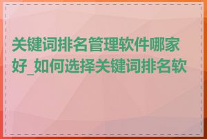 关键词排名管理软件哪家好_如何选择关键词排名软件