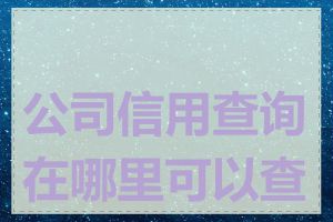 公司信用查询在哪里可以查到