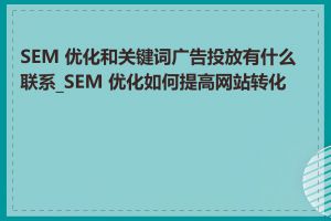 SEM 优化和关键词广告投放有什么联系_SEM 优化如何提高网站转化率