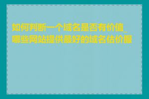 如何判断一个域名是否有价值_哪些网站提供最好的域名估价服务