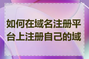 如何在域名注册平台上注册自己的域名