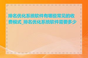 排名优化系统软件有哪些常见的收费模式_排名优化系统软件需要多少钱