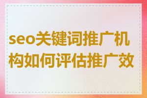 seo关键词推广机构如何评估推广效果