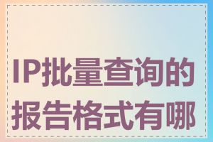 IP批量查询的报告格式有哪些