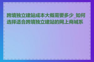 跨境独立建站成本大概需要多少_如何选择适合跨境独立建站的网上商城系统