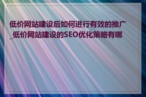 低价网站建设后如何进行有效的推广_低价网站建设的SEO优化策略有哪些